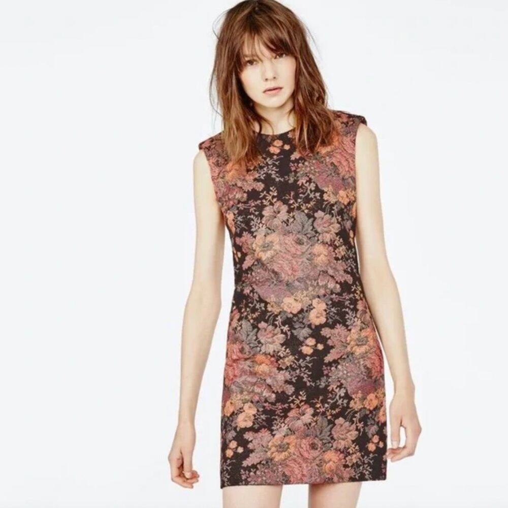 Maje Rydis Floral Jacquard Sleeveless Mini Dress